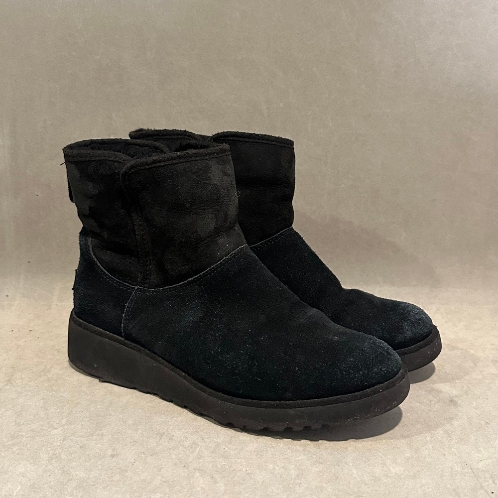UGG Classic Femme Mini Wedge Boots Black Suede Ankle Booties 1012497 Womens‎ 8